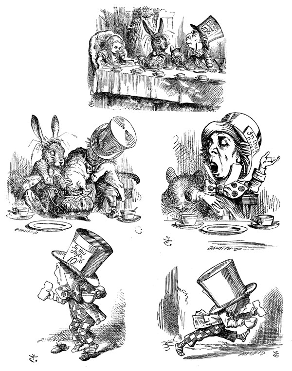 It's curious since the Mad Hatter is depicted five times in'Alice in